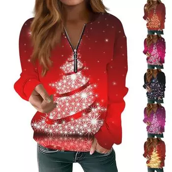 Женская повседневная модная футболка с длинным рукавом на молнии и шее, топ с принтом, пуловер с v-образным вырезом, тонкий топ с длинным рукавом XXXL чёрный