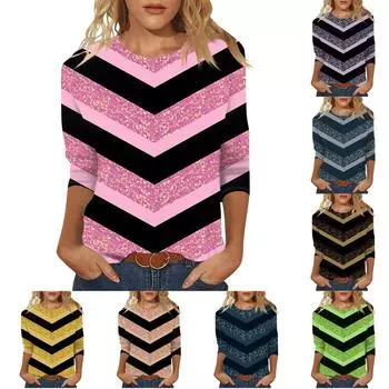 Женская повседневная модная футболка с круглым вырезом и рукавом три четверти, топ L