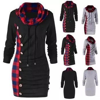 Женская повседневная модная клетчатая блузка с длинными рукавами и завязками на пуговицах, свитер L