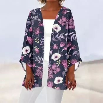 Женская повседневная модная легкая куртка средней длины с принтом, кардиган XL