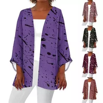 Женская повседневная модная легкая куртка средней длины с принтом, кардиган L