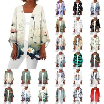 Женская повседневная модная легкая куртка средней длины с принтом, кардиган L