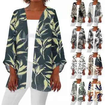 Женская повседневная модная легкая куртка средней длины с принтом, кардиган L армия зеленый