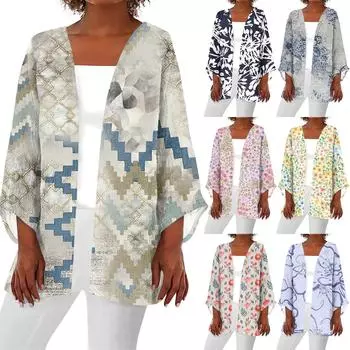 Женская повседневная модная легкая куртка средней длины с принтом, кардиган L светло-серый