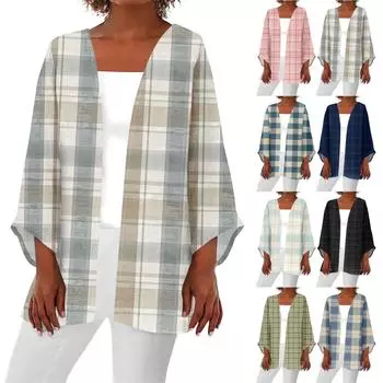 Женская повседневная модная легкая куртка средней длины с принтом, кардиган L чёрный