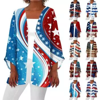 Женская повседневная модная легкая куртка средней длины с принтом, кардиган XXXXL