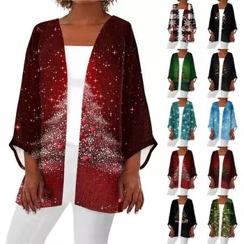 Женская повседневная модная легкая куртка средней длины с принтом, кардиган XXL