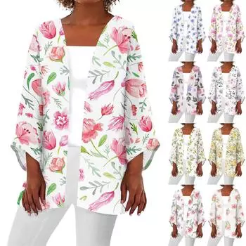 Женская повседневная модная легкая куртка средней длины с принтом, кардиган XXL розовый