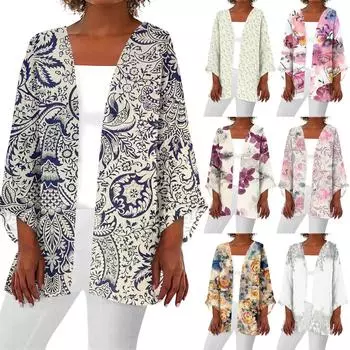 Женская повседневная модная легкая куртка средней длины с принтом, кардиган L светло-зеленый