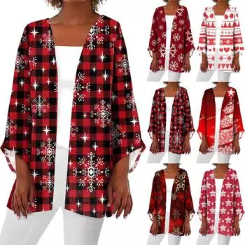 Женская повседневная модная легкая куртка средней длины с принтом Caot в стиле ретро, кардиган XXXL чёрный