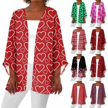 Женская повседневная модная легкая куртка средней длины с принтом, кардиган L чёрный