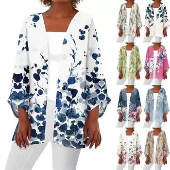 Женская повседневная модная легкая куртка средней длины с принтом, кардиган L армия зеленый