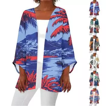 Женская повседневная модная легкая куртка средней длины с принтом, кардиган XXXXL белый