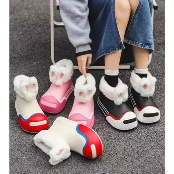 Женская повседневная модная обувь, хлопковые сапоги с милым кроликом 36-37 розовый