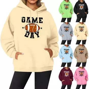 Женская повседневная модная однотонная толстовка с капюшоном и принтом регби с длинными рукавами M