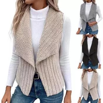 Женская повседневная модная однотонная жилетка, стеганая куртка с капюшоном и карманами M чёрный