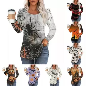 Женская повседневная модная плиссированная рубашка с длинным рукавом и круглым вырезом, повседневные топы XXXL