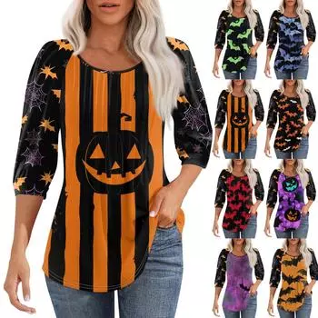 Женская повседневная модная плиссированная рубашка с круглым вырезом и рукавом 3/4, повседневные топы M шафрановый