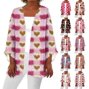 Женская повседневная модная принтованная легкая куртка средней длины кардиган S