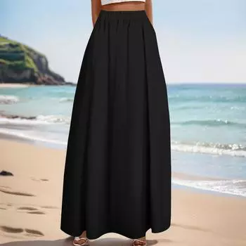 Женская повседневная модная распашная юбка с принтом в горошек Свободная плиссированная юбка до половины тела с карманами XXL