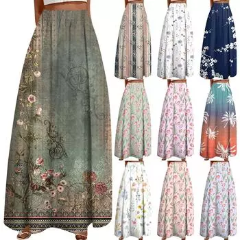 Женская повседневная модная распашная юбка с принтом в горошек Свободная плиссированная юбка до половины тела с карманами L