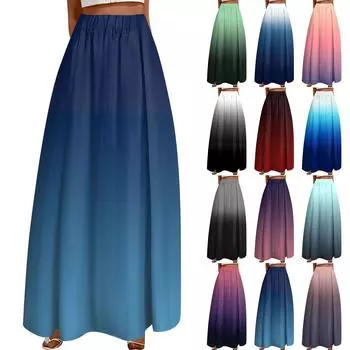 Женская повседневная модная распашная юбка с принтом в горошек Свободная плиссированная юбка до половины тела с карманами L чёрный