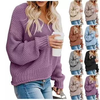 Женская повседневная модная рубашка с v-образным вырезом, однотонный пуловер с длинными рукавами, топы S бежевый