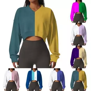 Женская повседневная модная сексуальная удобная спортивная толстовка с V-образным вырезом и длинным рукавом в полоску с графическим принтом M синий