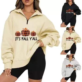 Женская повседневная модная толстовка на молнии с длинным рукавом и принтом на Хэллоуин XXXL чёрный