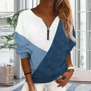 Женская повседневная модная толстовка с цветным принтом и застежкой-молнией L