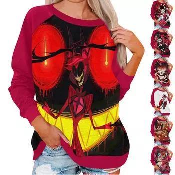 Женская повседневная модная толстовка с длинным рукавом и круглым вырезом с принтом, пуловер, верхняя блузка M хаки