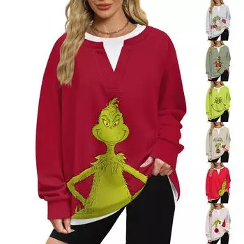 Женская повседневная модная толстовка с длинным рукавом и V-образным вырезом в стиле ретро с многослойным пуловером L армия зеленый