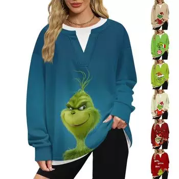 Женская повседневная модная толстовка с длинным рукавом и V-образным вырезом в стиле ретро с многослойным пуловером L бежевый