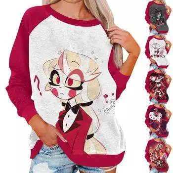Женская повседневная модная толстовка с длинным рукавом и круглым вырезом с принтом, пуловер, верхняя блузка L