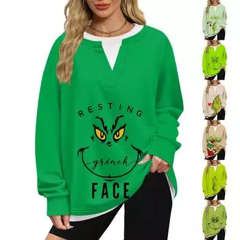 Женская повседневная модная толстовка с длинным рукавом и V-образным вырезом в стиле ретро с многослойным пуловером L армия зеленый