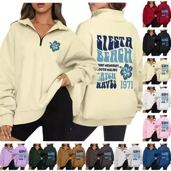 Женская повседневная модная толстовка с длинным рукавом и принтом на молнии XXL