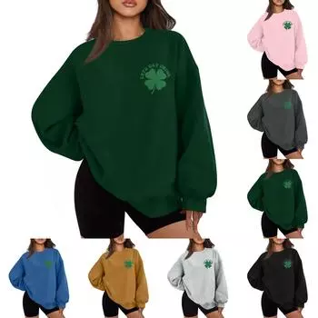 Женская повседневная модная толстовка с длинным рукавом и круглым вырезом M чёрный