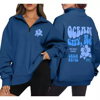 Женская повседневная модная толстовка с длинным рукавом и принтом на молнии XXXL