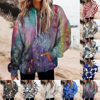 Женская повседневная модная толстовка с длинными рукавами и круглым вырезом с принтом XXXXXL хаки