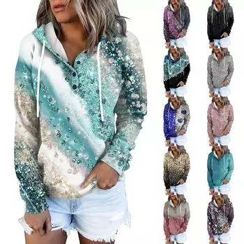 Женская повседневная модная толстовка с длинными рукавами и круглым вырезом с принтом M серебряный