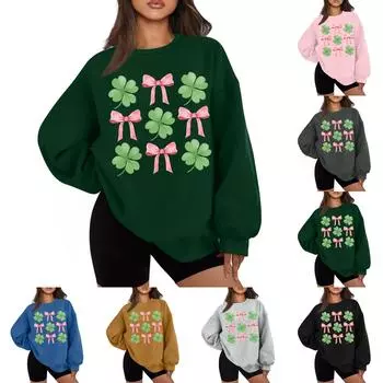 Женская повседневная модная толстовка с длинными рукавами и круглым вырезом L чёрный