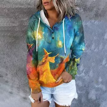 Женская повседневная модная толстовка с длинными рукавами и круглым вырезом с принтом L шафрановый