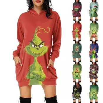 Женская повседневная модная толстовка с капюшоном и длинным рукавом с принтом XXL зелёный