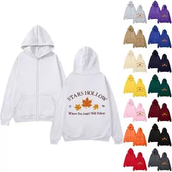 Женская повседневная модная толстовка с капюшоном и принтом, куртка на молнии L чёрный