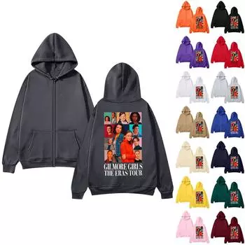 Женская повседневная модная толстовка с капюшоном и принтом, куртка на молнии XXXL чёрный