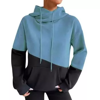 Женская повседневная модная толстовка с капюшоном, однотонная толстовка L синий