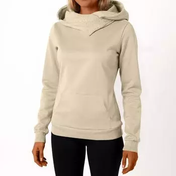 Женская повседневная модная толстовка с капюшоном, однотонная толстовка L бежевый