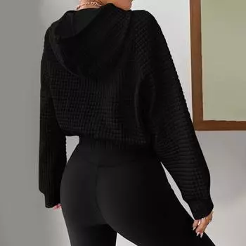 Женская повседневная модная толстовка с капюшоном, однотонная толстовка с карманами S темно-зеленого