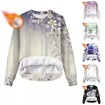 Женская повседневная модная толстовка с круглым вырезом и принтом из бархата L чёрный