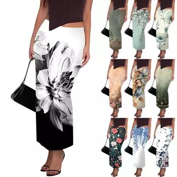 Женская повседневная модная юбка с разрезом «рыбий хвост» с градиентным принтом, эластичная узкая юбка до середины тела L армия зеленый